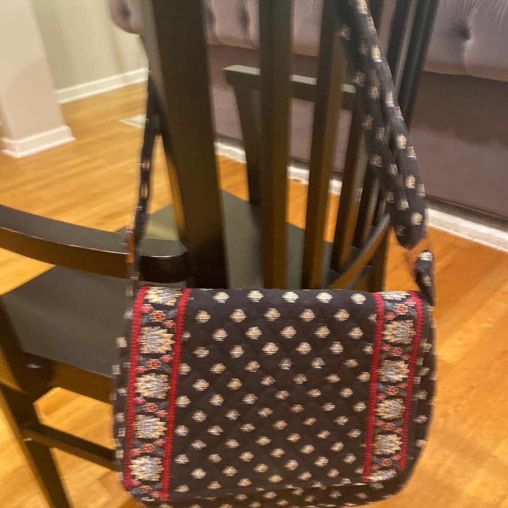 Vera Bradley Tote Quilted Floral Black, Red and Tan